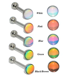 1PC Surgical Steel Tongue Barbell Ring Tongue Piercing Tongue Rings Flash Film Bling Bling Helix Stud New Body Piercing Jewelry