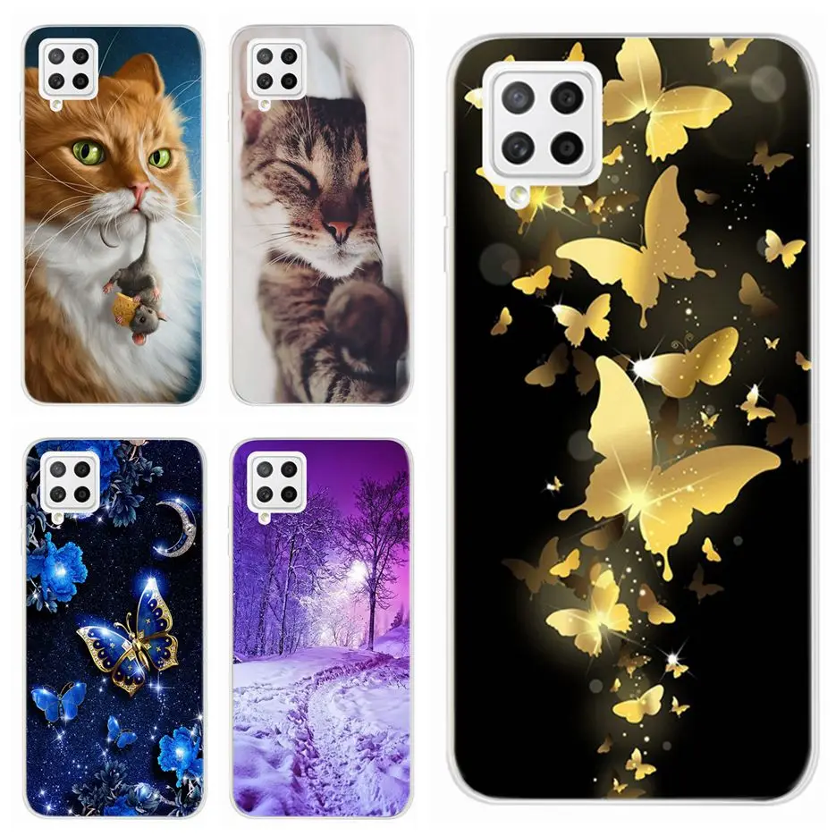 For Samsung Galaxy A22 4G Case Soft Silicone Fundas Cute Cat Cover For Samsung A22 A 22 5G Phone Cases GalaxyA22 Bumper Cartoon