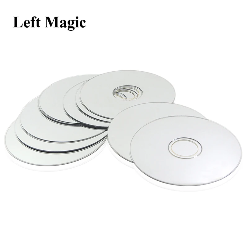 Manipulation CDs Set (1set=10 CDs ,Standard ,Silver Color),CD Appearing From Empty Hand,Magic Tricks,Props,Gimmick,Stage,Comedy