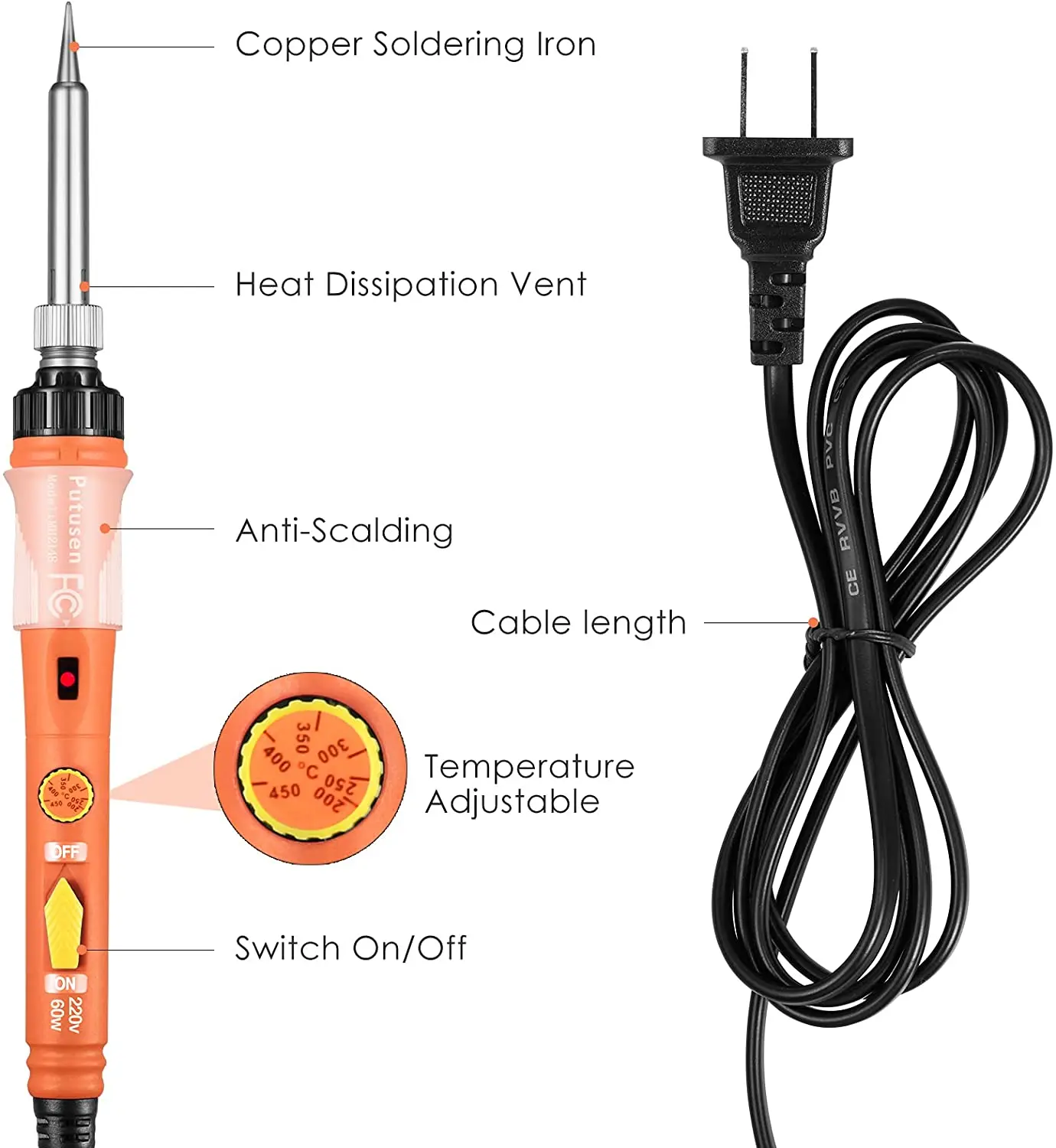 Kit de fer à souder, fers à souder professionnels 60W, outil de soudage à température réglable