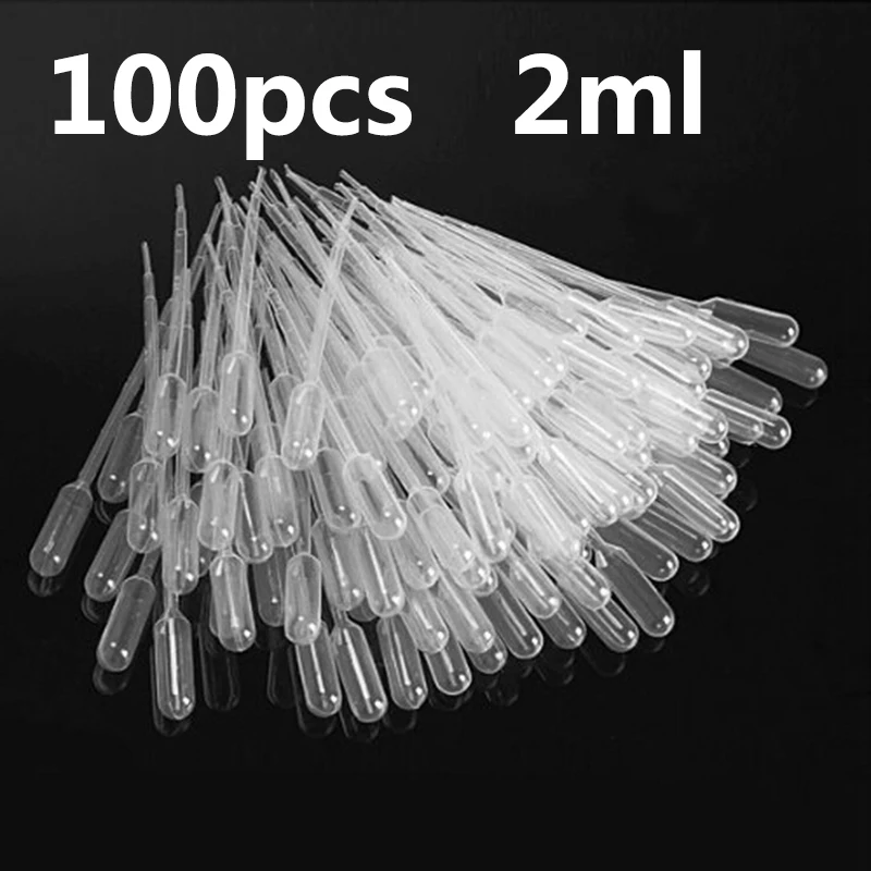 100Pcs 2ml Plastic  Disposable Pipettes Squeeze Transfer Pipettes Dropper For Silicone Mold UV Epoxy Resin Craft Jewelry Making