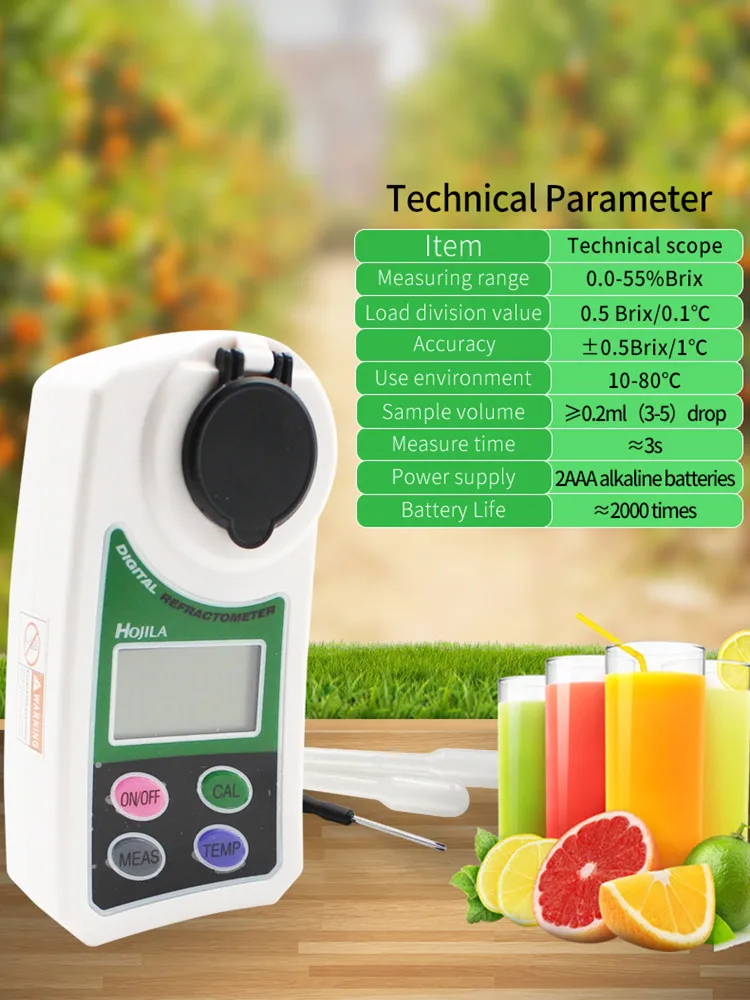 

Мерная точность 0,5 Брикса Экономичный Цифровой рефрактометр с содержанием сахара для измерения содержания сахара