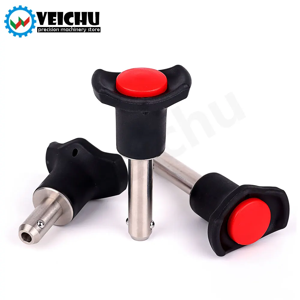 VEICHU Plastic Knob Detent Pins For Positiong/Fix Quickly And Easily,Quick Release Button Ball Lock Pins Spring Pressure Type