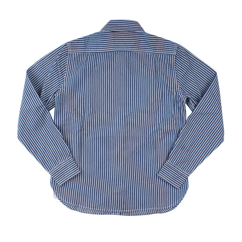 Vintage Striped Wrok Shirts For Men Fall Casual Railroad Retro Long Sleeve Western Worker Shirt Slim Fit