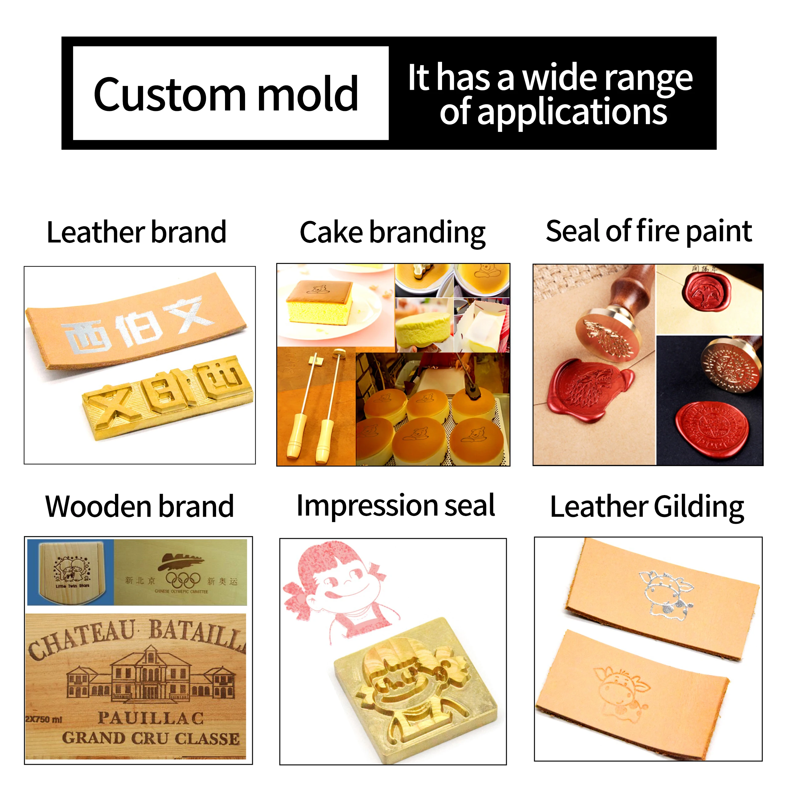 Customized Logo Leather Stamp, Copper Brass Wood Paper Skin, Bread Cake Die, Heating Emboss Mold, Letter Metal Stamp, Iron Skin,