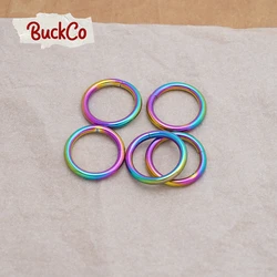 O-ring arcobaleno non saldato in metallo adatto per zaino da 25mm con accessori per collare per cani con borsa in tessuto di alta qualità OR25R