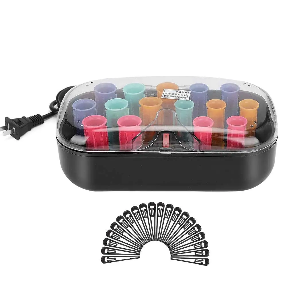 Heat Ceramic Hot Rollers Bonus Super Clips Include 15Pcs Roll Tube Hair Styling Tool with Black Clip