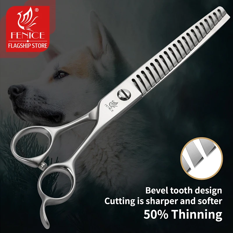 

Fenice 7.0inch Dog Grooming Scissors Chunker Shears Japan 440C Thinning Shears for Pet Dog Thinning Rate 50%