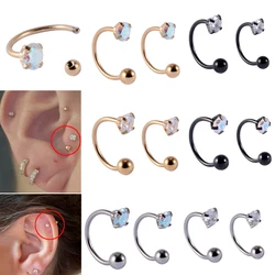 1PC Surgical Steel Zircon Tragus Cartilage Helix Stud Earring 6/8mm Cz Hoop Conch Rook Daith Lobe Ear Screw Piercing Jewelry