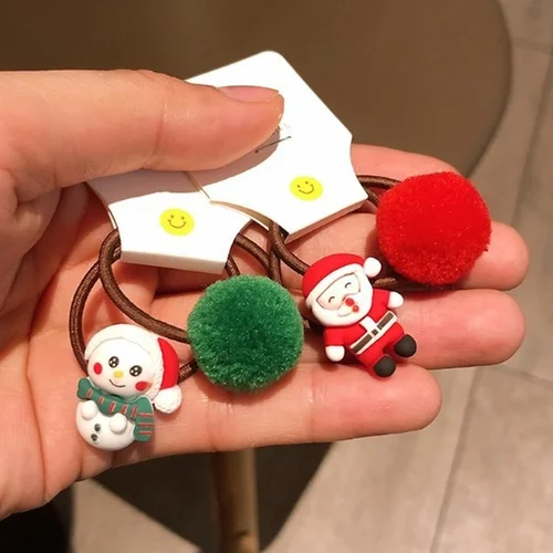 Imagen 2 del producto 2/6 unidades de bandas elásticas para el cabello de alce de Navidad, lazos de goma para el cabello, accesorios para el cabello para niñas, coleteros, tocados de goma
