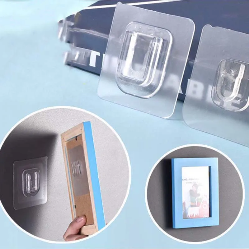 1 Bộ Dán Tường Móc Treo Áo Trong Suốt Hút Móc Treo Tường Dán Keo 2 Mặt Móc Treo Tường Dropshipping