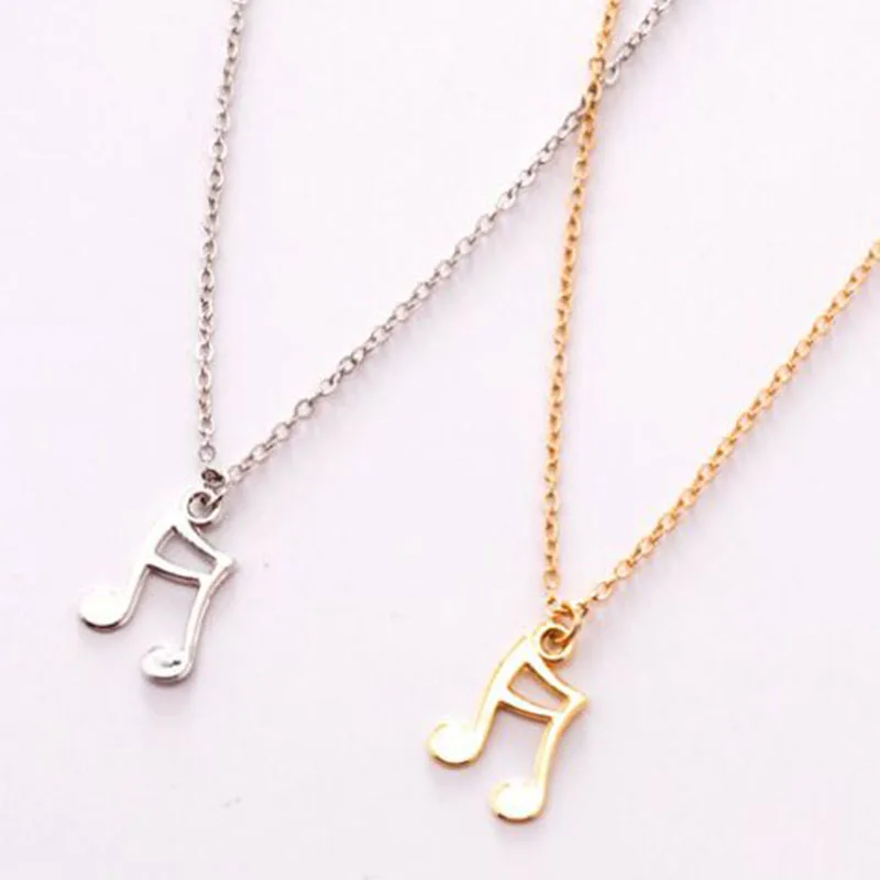 Gold Color Musical sign Pendant Necklace Women Men Unisex Fashion Jewelry symbol Friendship Gift