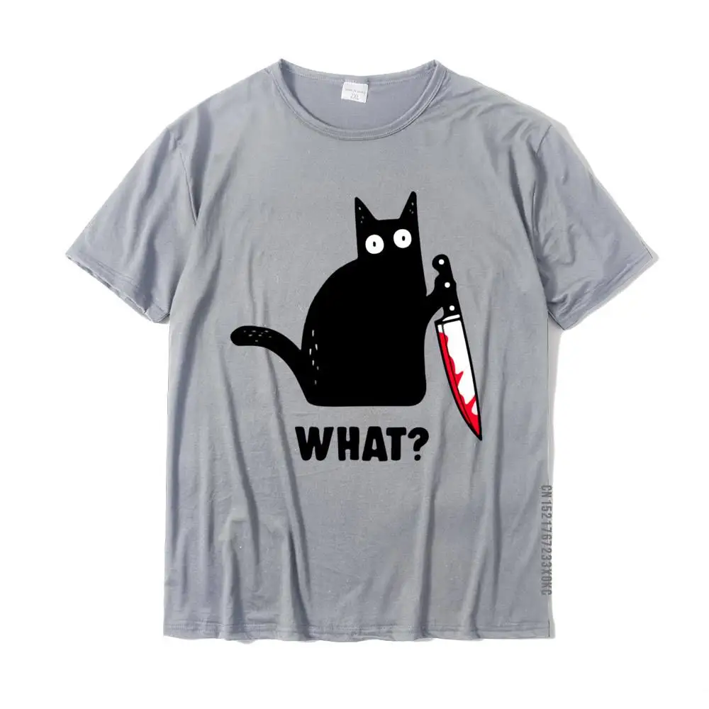 Cat What Funny Black Cat Shirt Murderous Cat With Knife T-Shirt Wholesale Geek Tees Cotton Tshirts For Men Street