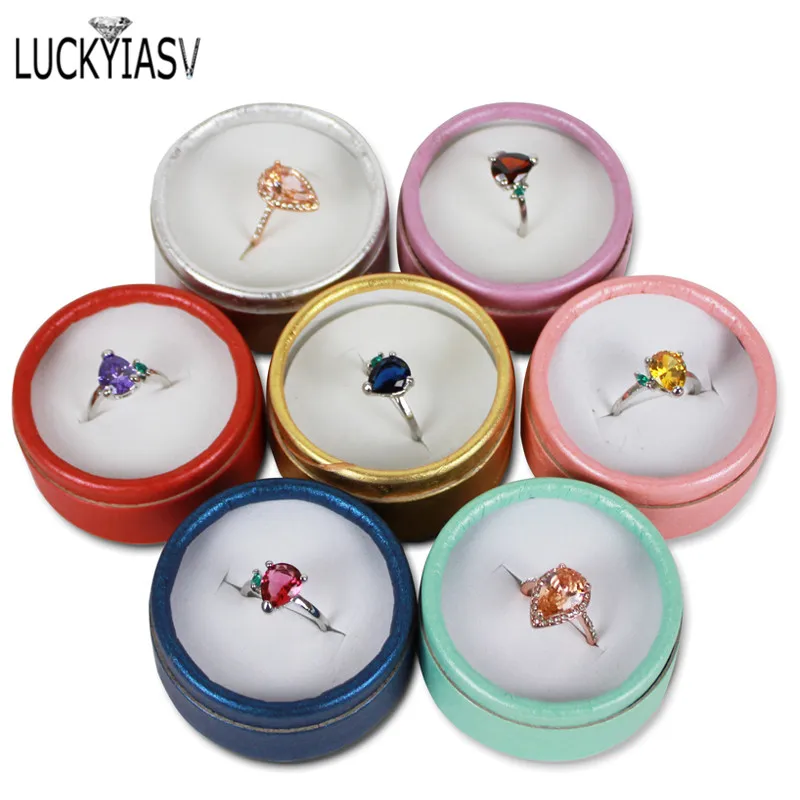 Wholesale 24pcs/lot Multi-color Bow Small Round Ring Box Stud Earrings Jewelry Box Gift Box For Ring Display Jewelry Earring Box