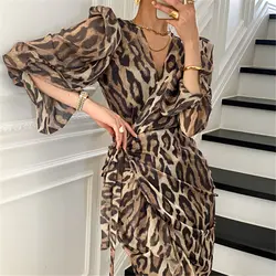 Alien Kitty Retro Chic Sexy Slim Leopard Female Animal Printed High Waist 2021 Dresses Streetwear Summer Office Lady Vestidos