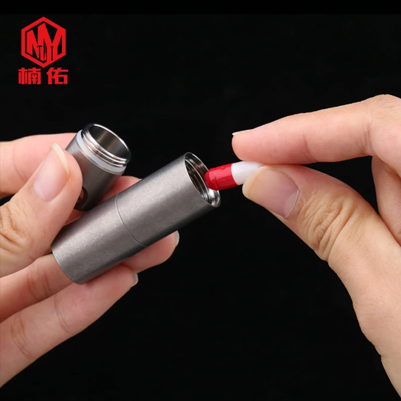 1PC Titanium Alloy EDC Tool Portable Waterproof Medicine Bottle  First Aid Multifunction Pill Box Small Arrangement Container