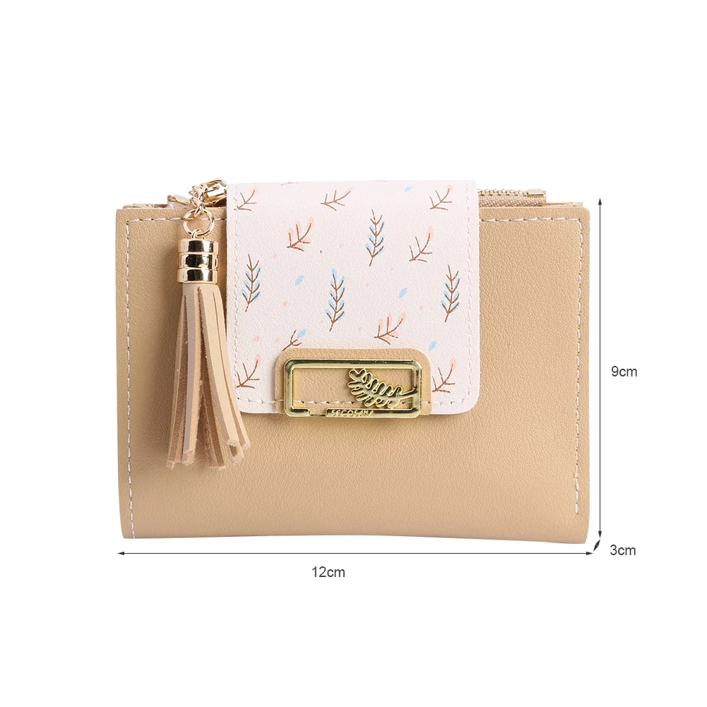 Zciti Short Tassels Wallet Bag for Women PU Leather Clutch Bags Cute Korean Card Holder Female Folding Small Coin Purse Bolsas