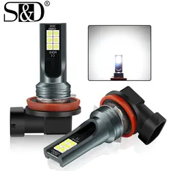 Bombillas Led antiniebla para coche, lámpara DRL de 12V CC, 9005 K, blanco, H11, H7, H8, H16, JP 9006, 6000, HB4, HB3, 12SMD, 2 piezas