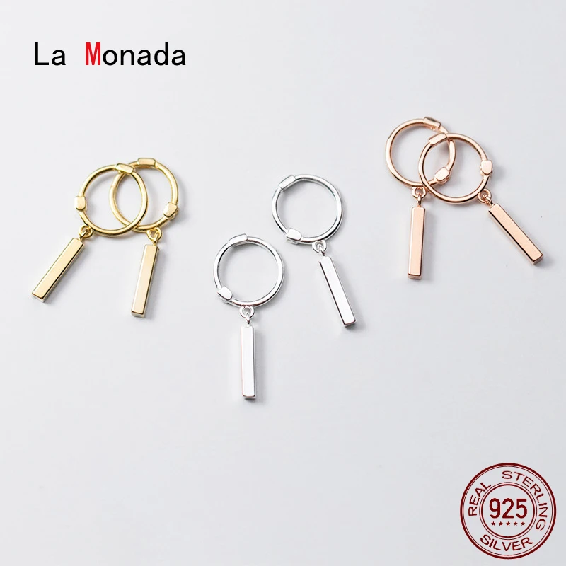 La Monada Stick Hoop Earrings For Women Silver 925 Fine Women Earrings Jewelry Hoop Earrings 925 Sterling Silver Women Circle