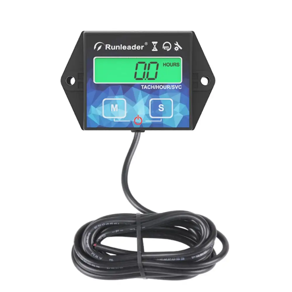 Engine Hour Meter Backlight Inductive Tachometer Digital Tacho Hour Meters Maintenance Reminder for Motorcycle Marine Glider ATV