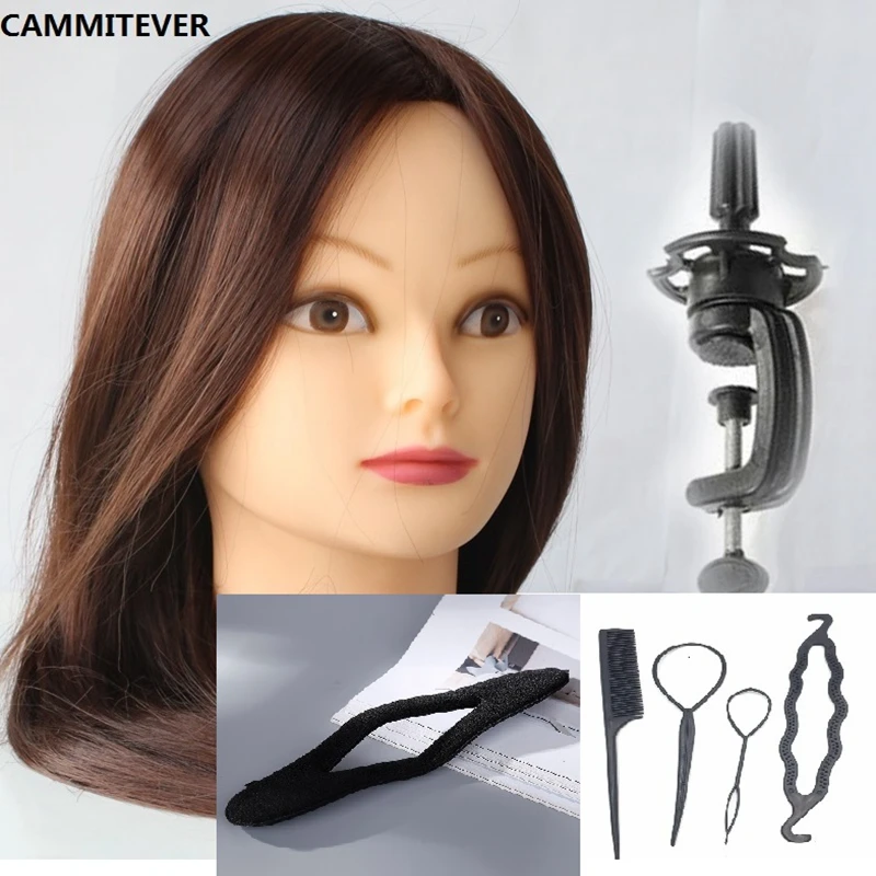 

CAMMITEVER Training Mannequin Head for Doll Hairdressers Mannequin Head with Tools Bracket Professional Mannequins