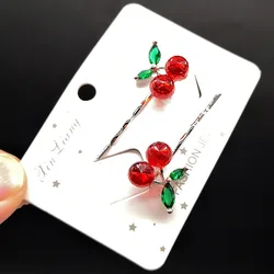 1Pcs Fashion Crystal Cherry Hair Clip Lovely Sweet Hairpins Barrette Headdress for Women Girl Hair Accessories