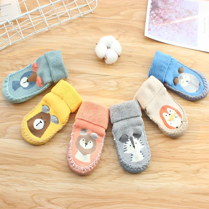 Children Anti-slip Shoes Newborn Baby Boy Girl Cotton Non-slip Floor Sock Rubber Sole Cartoon Indoor Stocking Infant Freeshippig