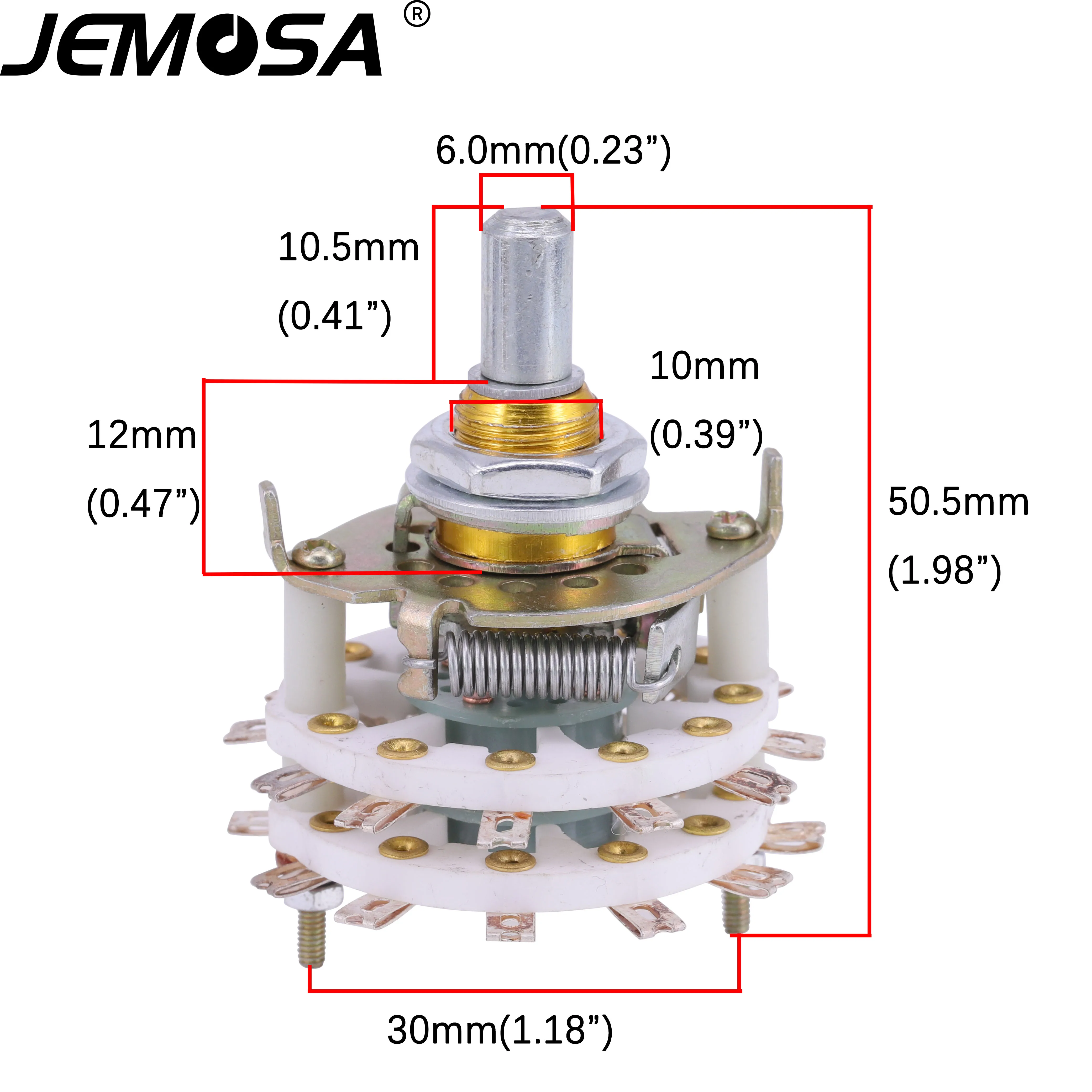 1pc cerâmica banda interruptor 6mm knurl eixo painel montagem 1p11t 2p11t 3p11t 4p11t cerâmica interruptor rotativo canal faixa seletor