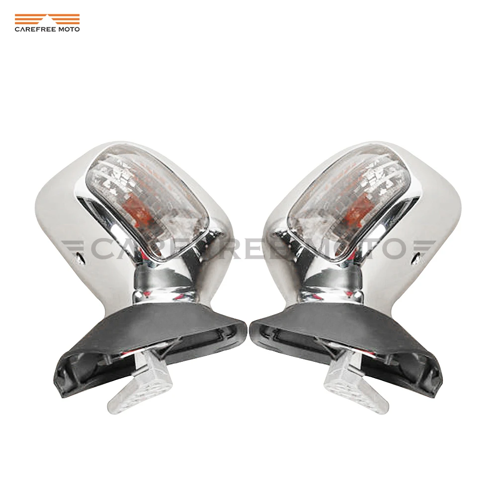 Chrome Motorcycle Rear View Mirrors with Clear Signal Light Case for Honda Goldwing GL1800 2001-2011