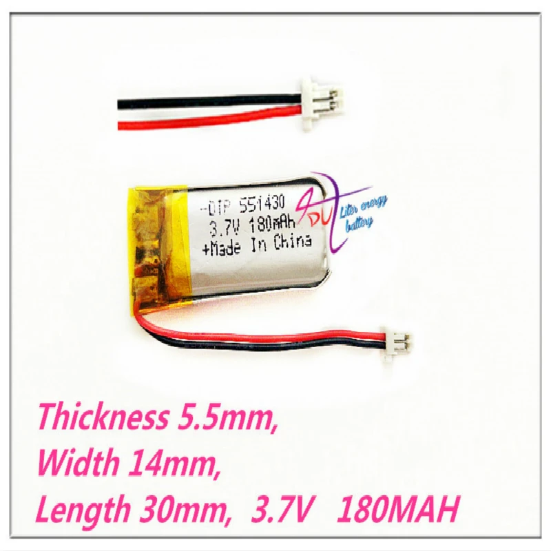 XHR-2P 1.0 551430 3.7V 180mAh 551429 Lithium Polymer LiPo Rechargeable ion cells For Mp3Mp4 Mp5 DIY PAD E-book bluetooth headset