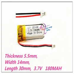 XHR-2P 1.0 551430 3.7V 180mAh 551429 Lithium Polymer LiPo Rechargeable ion cells For Mp3Mp4 Mp5 DIY PAD E-book bluetooth headset