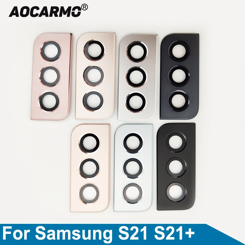 Aocarmo For Samsung Galaxy S21 Plus S21+ Rear Back Camera Lens With Frame Adhesive Glue Replacement Parts