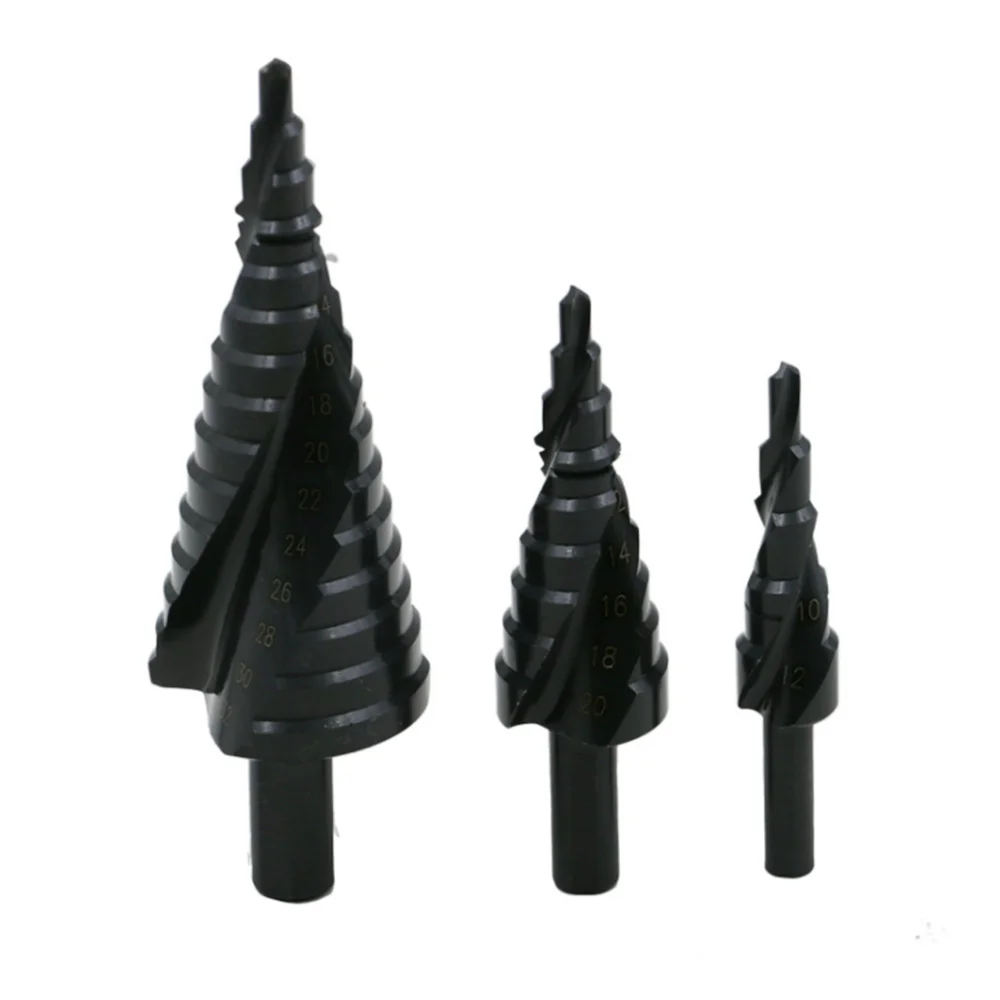 3PCS High speed steel spiral groove nitrogen-containing step drill 4-32mm step drill multi-function drill