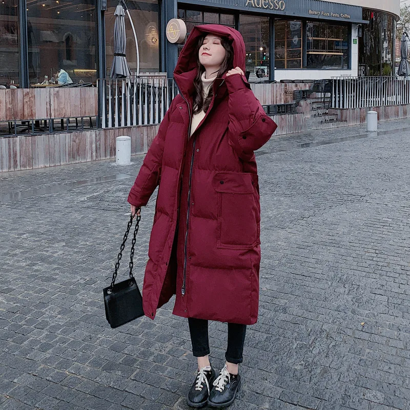 Oversize Winter Jacket Women Clothing Outerwear Loose Warm Thicken Winter Coat Women Parkas Hooded Long Female Coat Padded Q2186