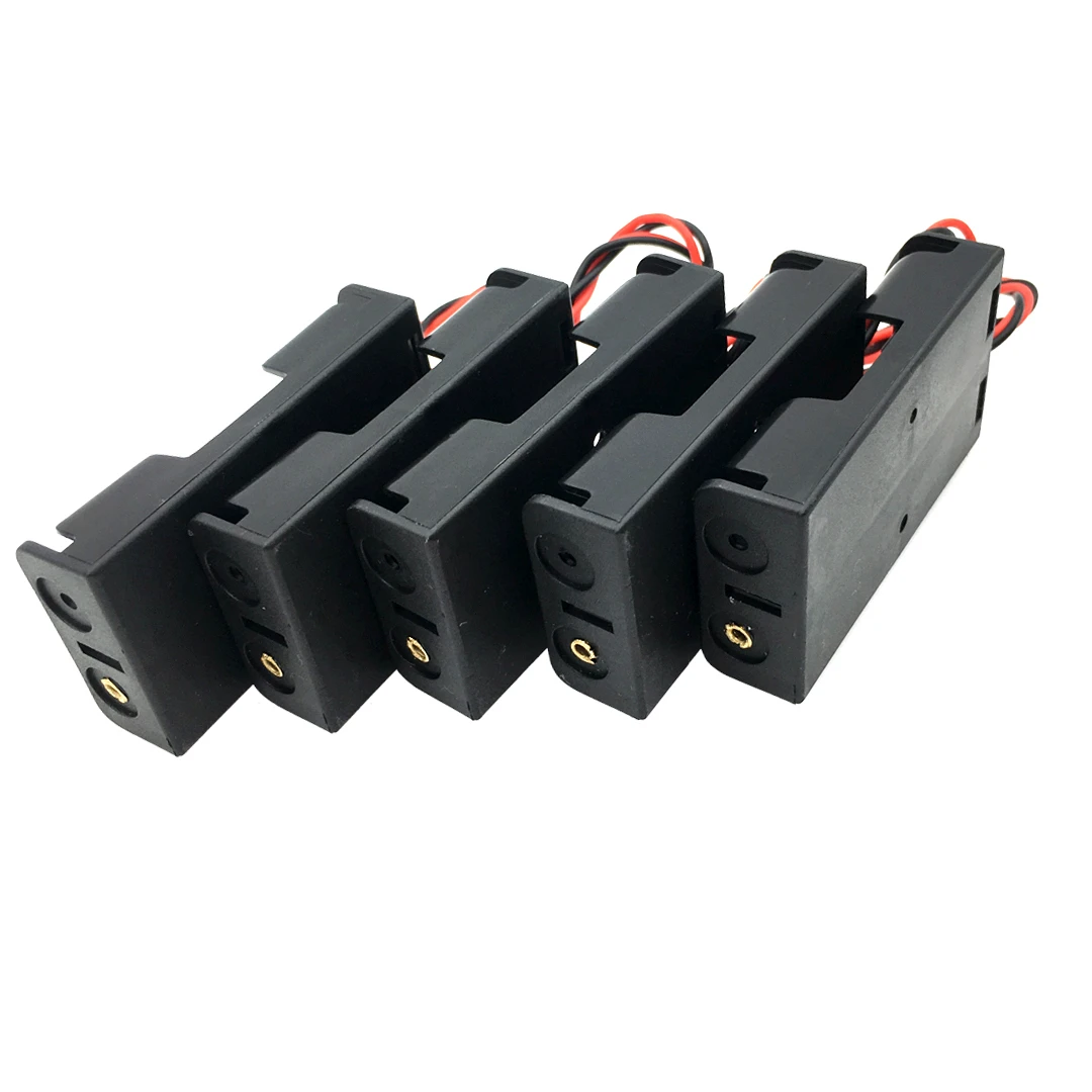 5Pcs 2 x 1.5V AA Battery Holder AA Battery Case Battery Box Black  Wire Leads