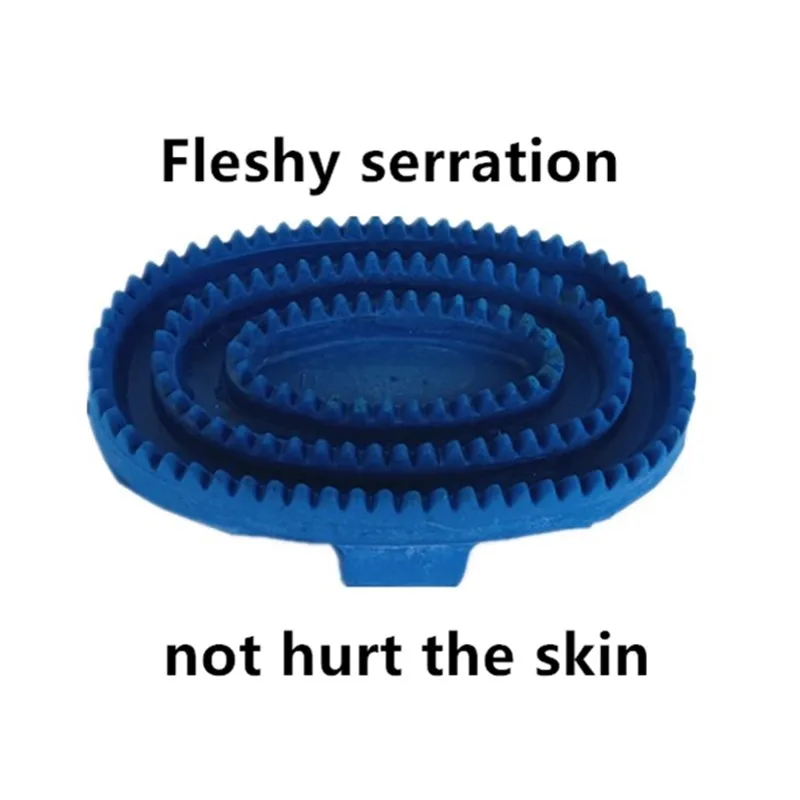 2pcs Blue High Quality Rubber Non-slip Massage Brush Clean Horse Body Three-layer Serrated