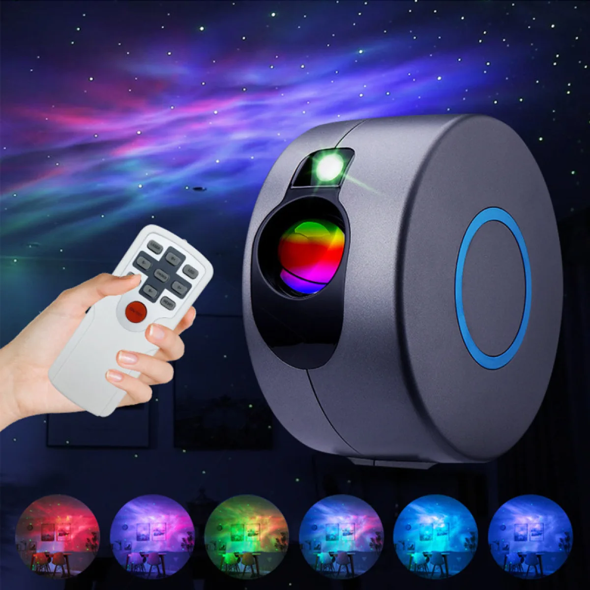 USB Aurora Star Galaxy Starry Sky LED Projector Lamp Rotating Night Light Colorful Nebula Cloud Lamp Atmospher Bedroom Beside