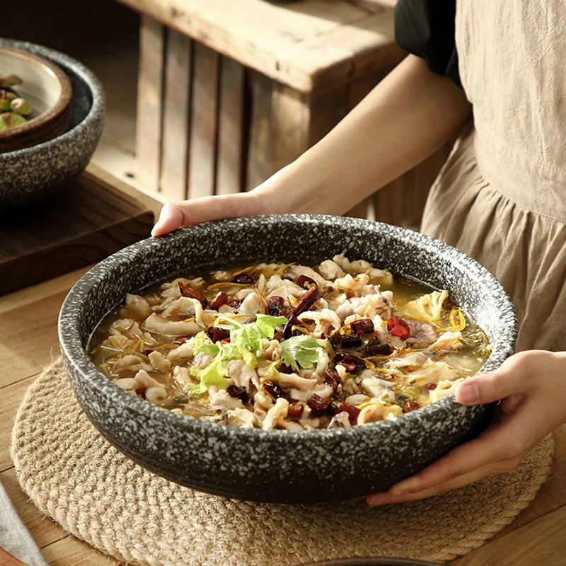 Ceramic Ramen Bowl Soup Bowl Large-capacity Restaurant Special Crayfish Pickle Fish Boiled Fish Bowl Food Plate Salad Bowl