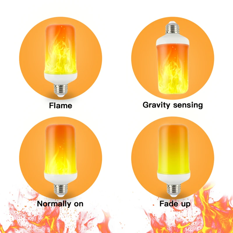 LED Dynamic flame effect light bulb Multiple mode Creative corn lamp Decorative lights For bar hotel restaurant party E27 E14