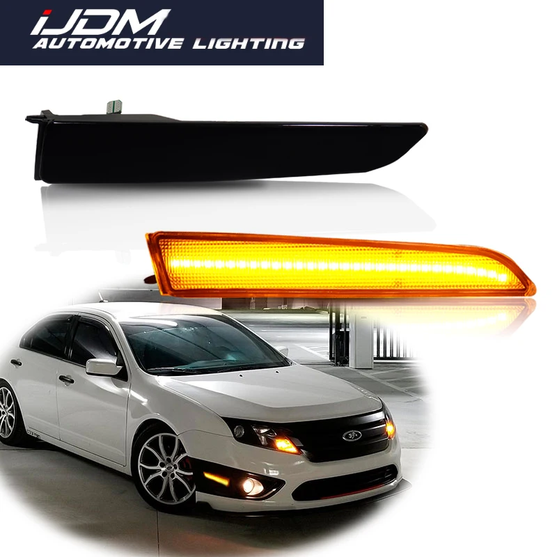 IJDM wymień OEM przednie światła Sidemarker na lata 2010-2012 Ford Fusion Driver i boczny kierunkowskaz pasażera/światło obrysowe boczne bursztynowe