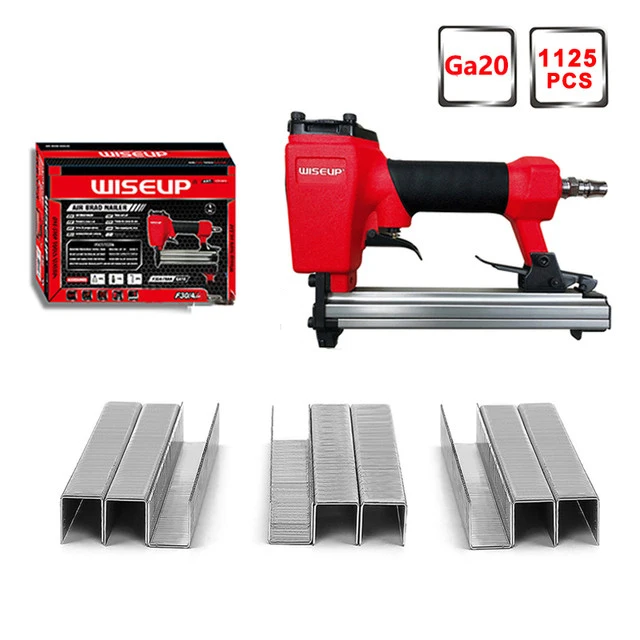 WISEUP Air Nail Gun Furniture Pneumatic Nailer Construction Stapler Upholstery Staple Gun Tools With Staples Japan/EU Connector