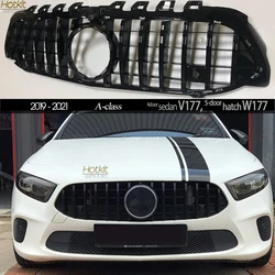 W177 Grille, Glazing Black / Silver Replacement Bumper GT Grill Fit For Mercedes A Class W177 2019+ A180 A200 A220 A250 A35