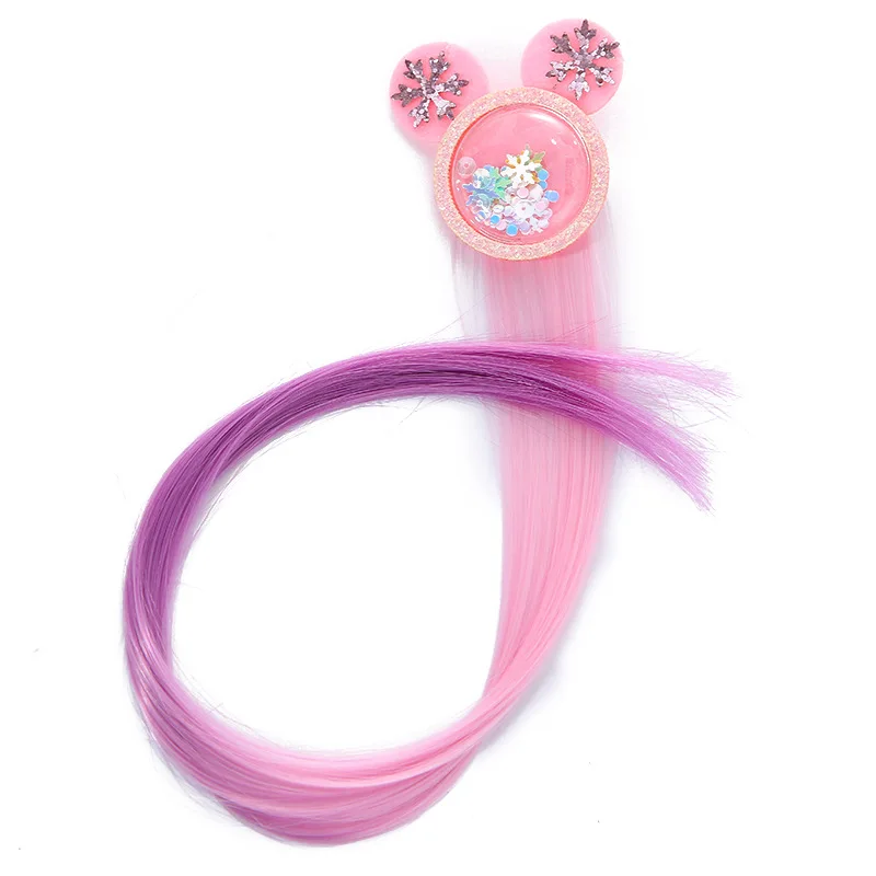 10PCS/lot Children's color wig princess wig flashes flicker gradient hairpin hair rope hair ring children wig bow gown wholesale