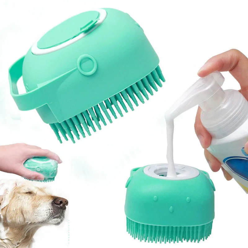 Upgrade Pet Grooming Glove Bath Brush with Soap and Shampoo Soft Silicone Massage Brush Glove Dogs Cats Paw Bath Clean Tools