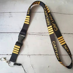 1 PC Black Captain Lanyards Neck Strap for Phone Strap Lanyard for Keys ID Card Gym Phone Straps USB Badge Holder for Aviator