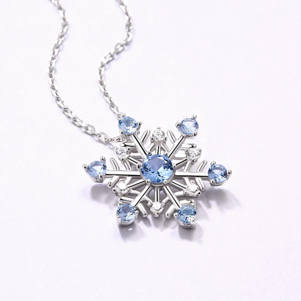 Uonney Dropshipping Jewelry Gift Snowflake Gem Stone Women Necklace Steling Silver 925 For Women Gift Jewelry