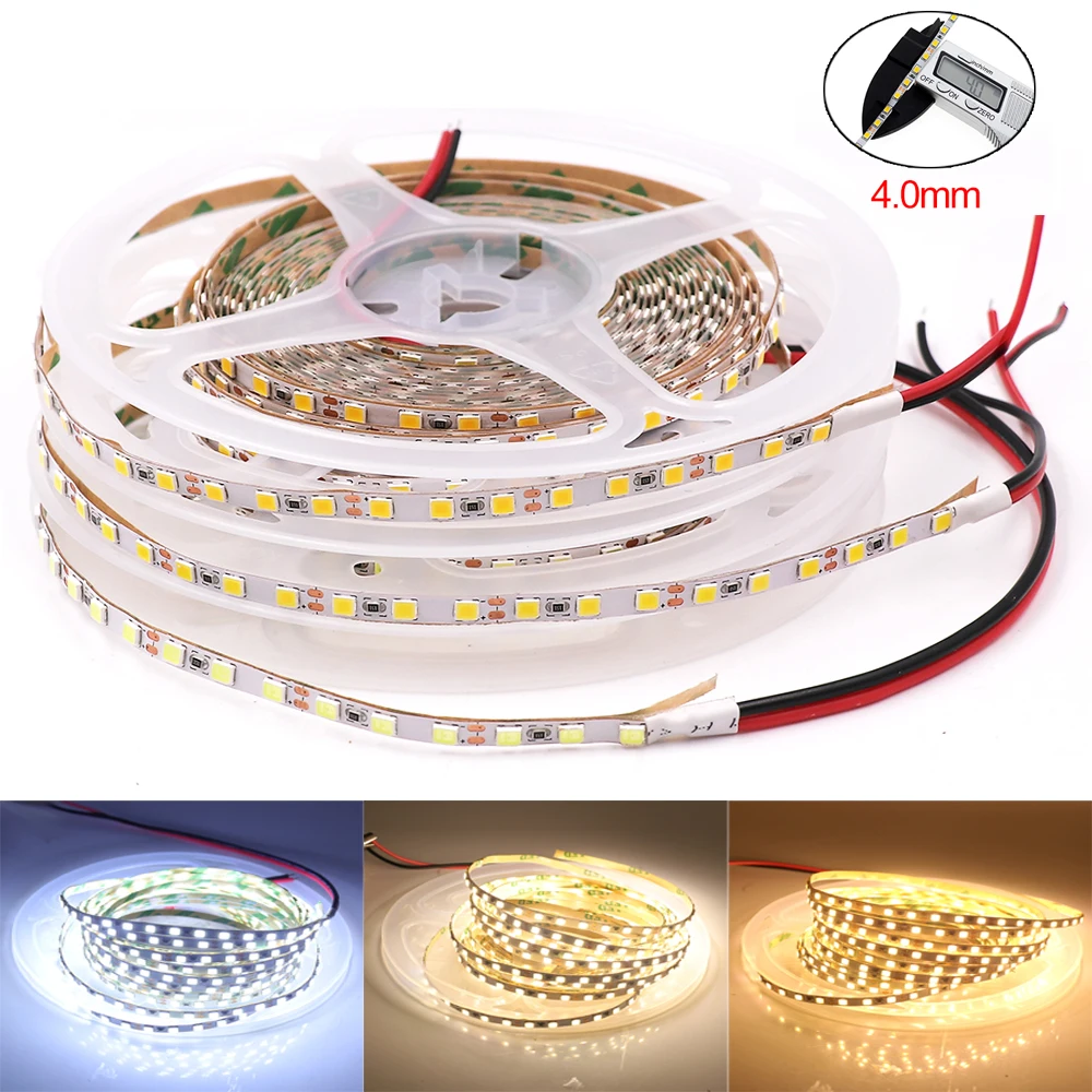 5M LED Strip Light 3mm Narrow Width 12V 2025 168Leds/m Diode Tape 4mm 2835 120Leds/m Flexible Rope Light Luces Led Backlight