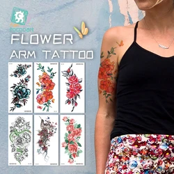 Rocooart 1PCS Fashion Women Temporary Tattoo Sticker Colorful Roses Design Small Flower Arm Body Art Waterproof Fake Tattoo