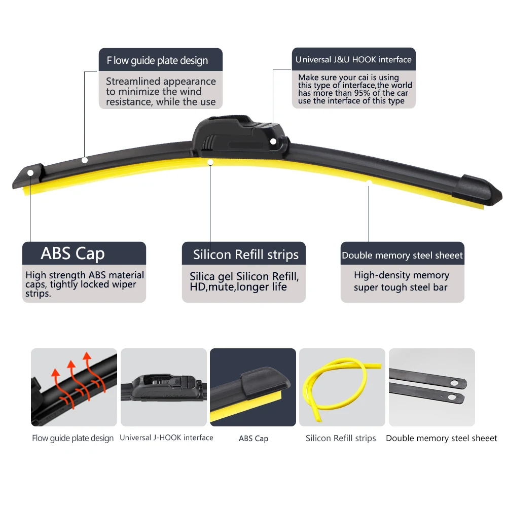 Universal Car Wiper Blade Frameless Boneless Silica gel Silicon Windshield Windscreen Wipers 14\