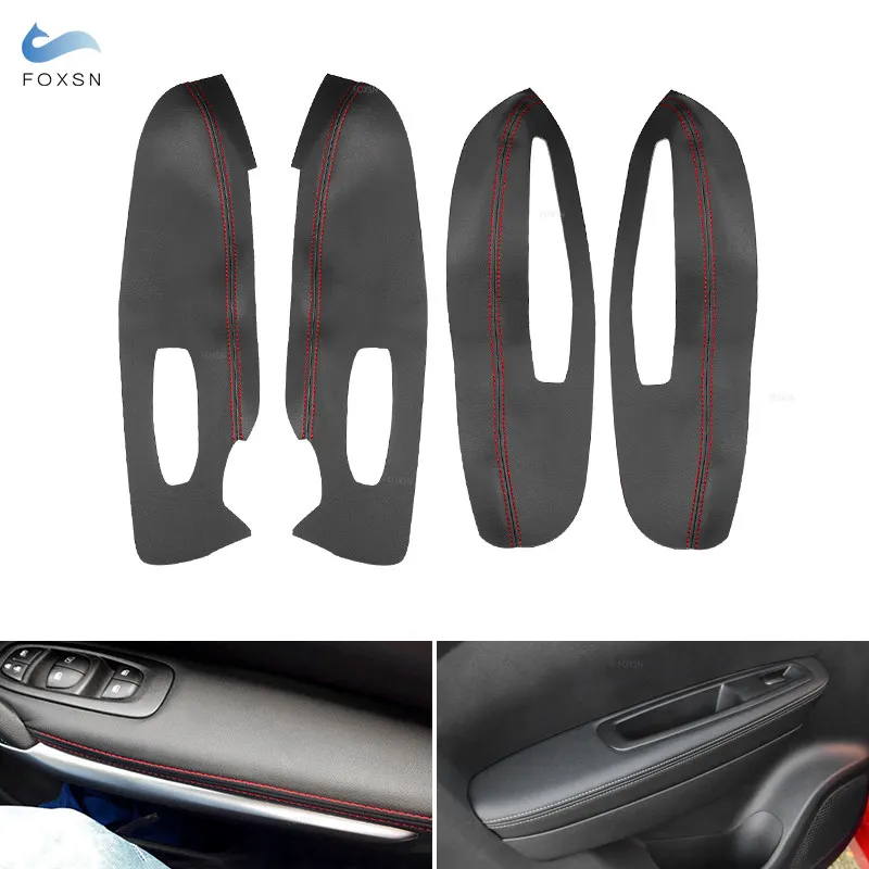 For Renault Kadjar 2016 2017 2018 Microfiber Leather Door Armrest Panel Cover 4pcs with Mount Fittings Car Interior Accessories